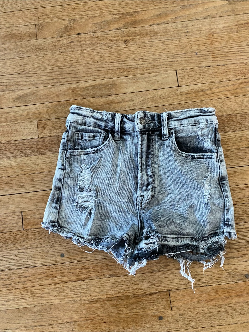 Vervet Distressed Women's S Small Denim Shorts Light Gray Acid Wash